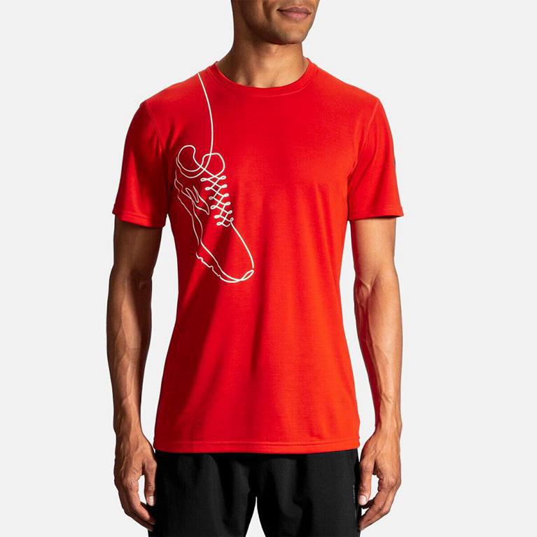 Brooks Distance Graphic Men's Short Sleeve Running Shirt - Red (05867-OXQP)